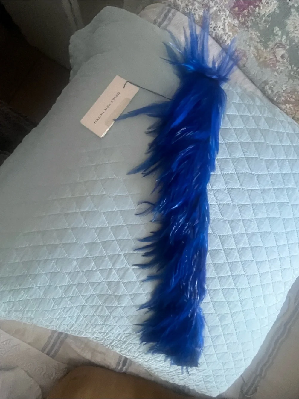 Dries Van Noten Cobalt Blue Feather Belt - Sz Medium NWT